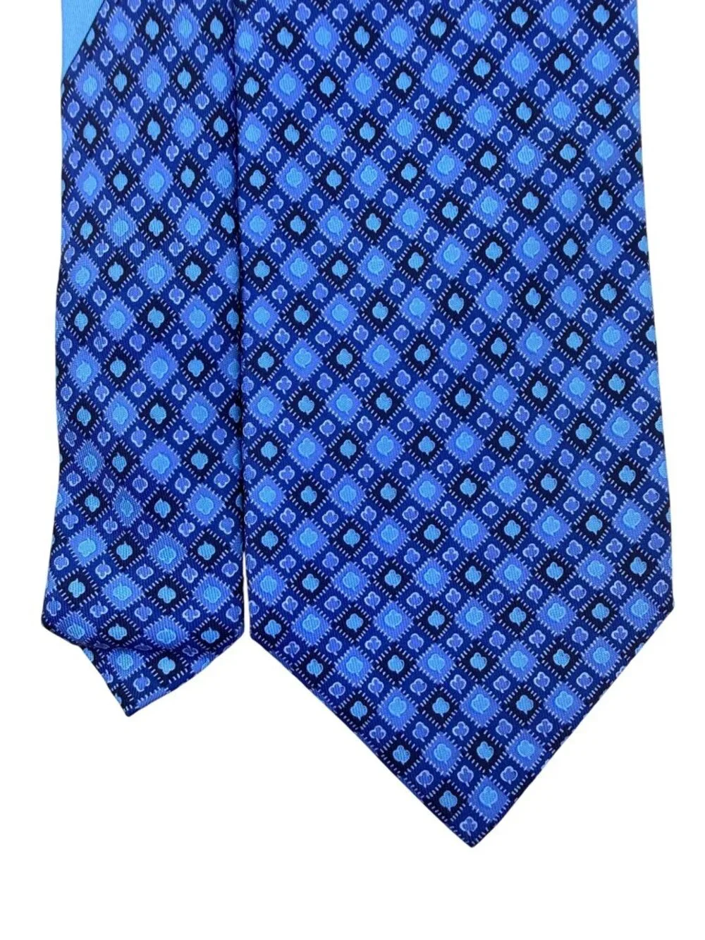 Salvatore Ferragamo Mens Blue 100% Silk Patterned Tie Geometric Design Italy